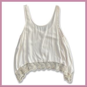 American Eagle Flowy Tank Top with Lace Trim